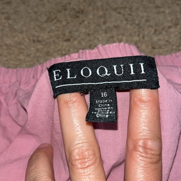 Eloquii Broderie Floral Eyelet Tie Front Puff Sleeve Maxi Dress Classic Pink‎ 16 - Picture 7 of 8